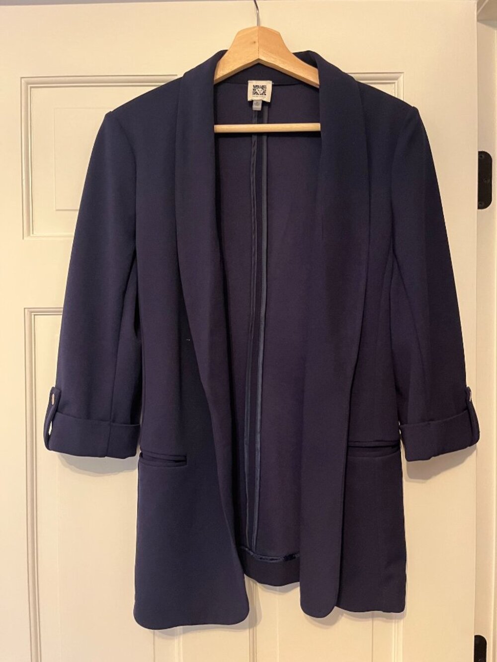Anne Klein Open Front Navy Stretchy Blazer Size Medium